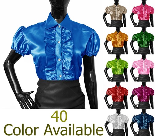 Damen satin bluse kurzarm - damen,