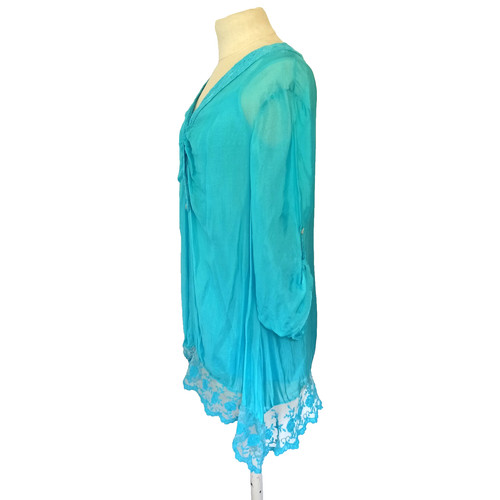Chiffon bluse türkis - bluse, 💙