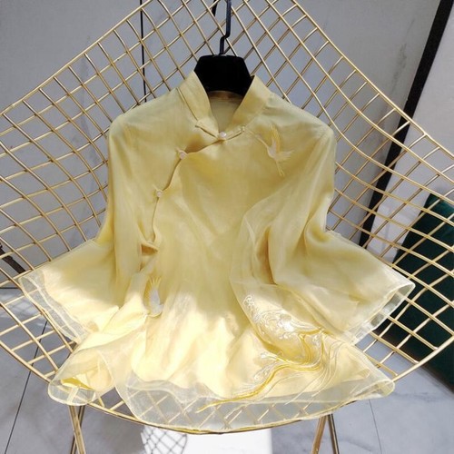 Damen retro organza - damen, bluse